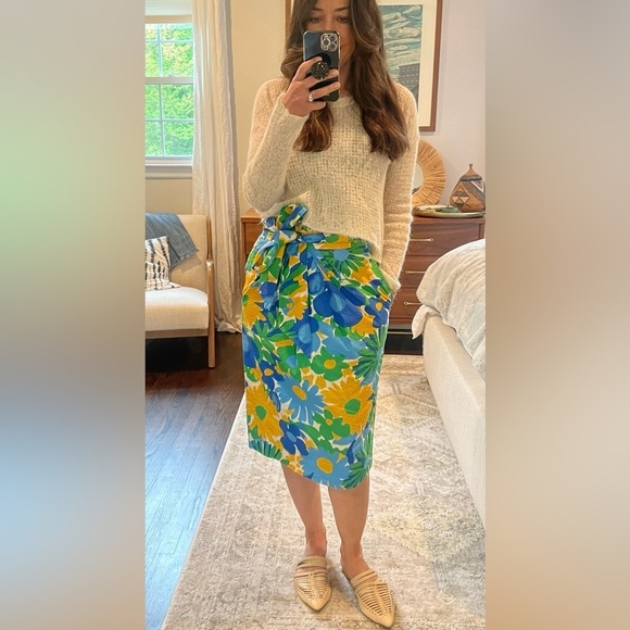 J Crew women's Tie Waist Morning Floral Seersucker Pencil Skirt - Picture 2 of 12